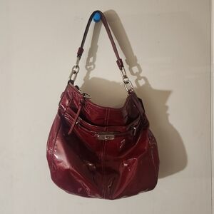 Coach Glossy Maroon Shoulder Bag